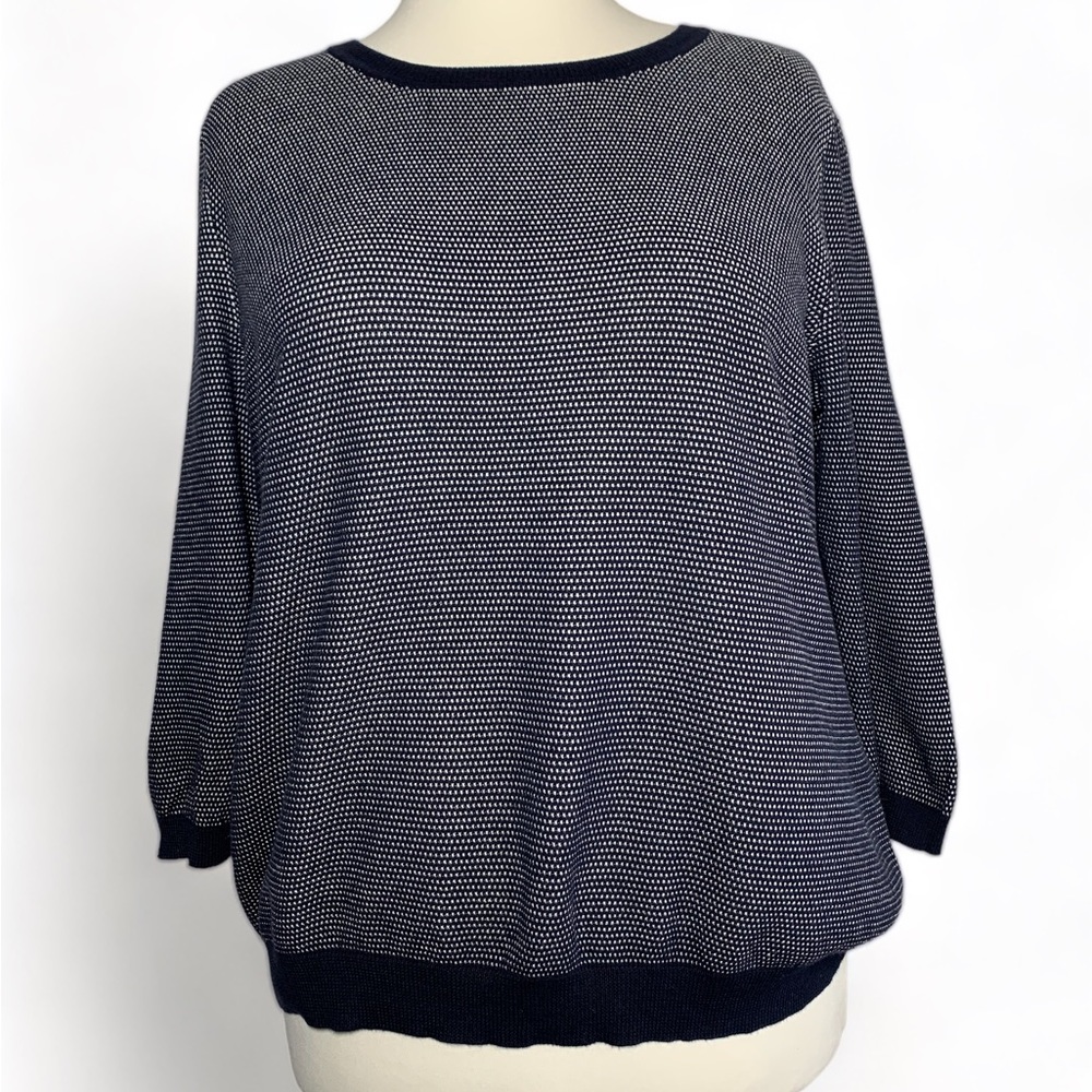 Peter Hahn Women's Knit Jumper Navy White Mix Long Sleeve Pullover Casual UK 22 - Picture 11 of 15